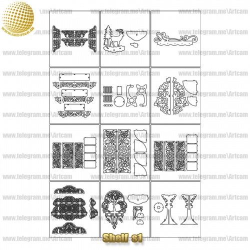 فروش فایل دوبعدی شلف ها 12 عددی سری اول Shelfs1