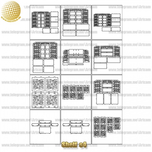 فروش فایل دوبعدی شلف ها 12 عددی سری چهارم Shelfs4